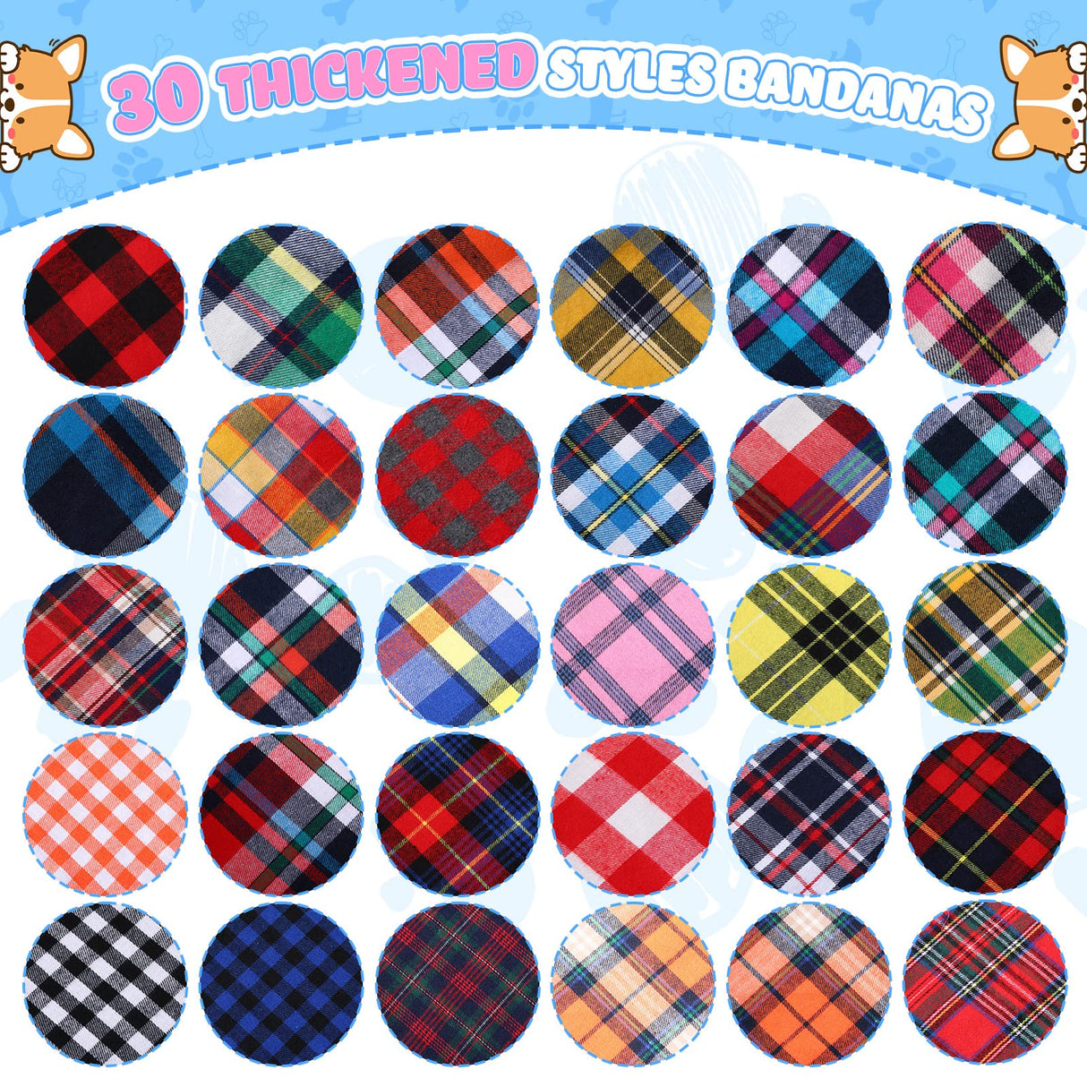 100 Pcs Bulk Dog Bandanas Plaid Dog Scarf Cute Pet Bandanas Washable Cotton Puppy Cat Bib Kerchief for Small Medium Large Pet Birthday Holiday Costume Accessories