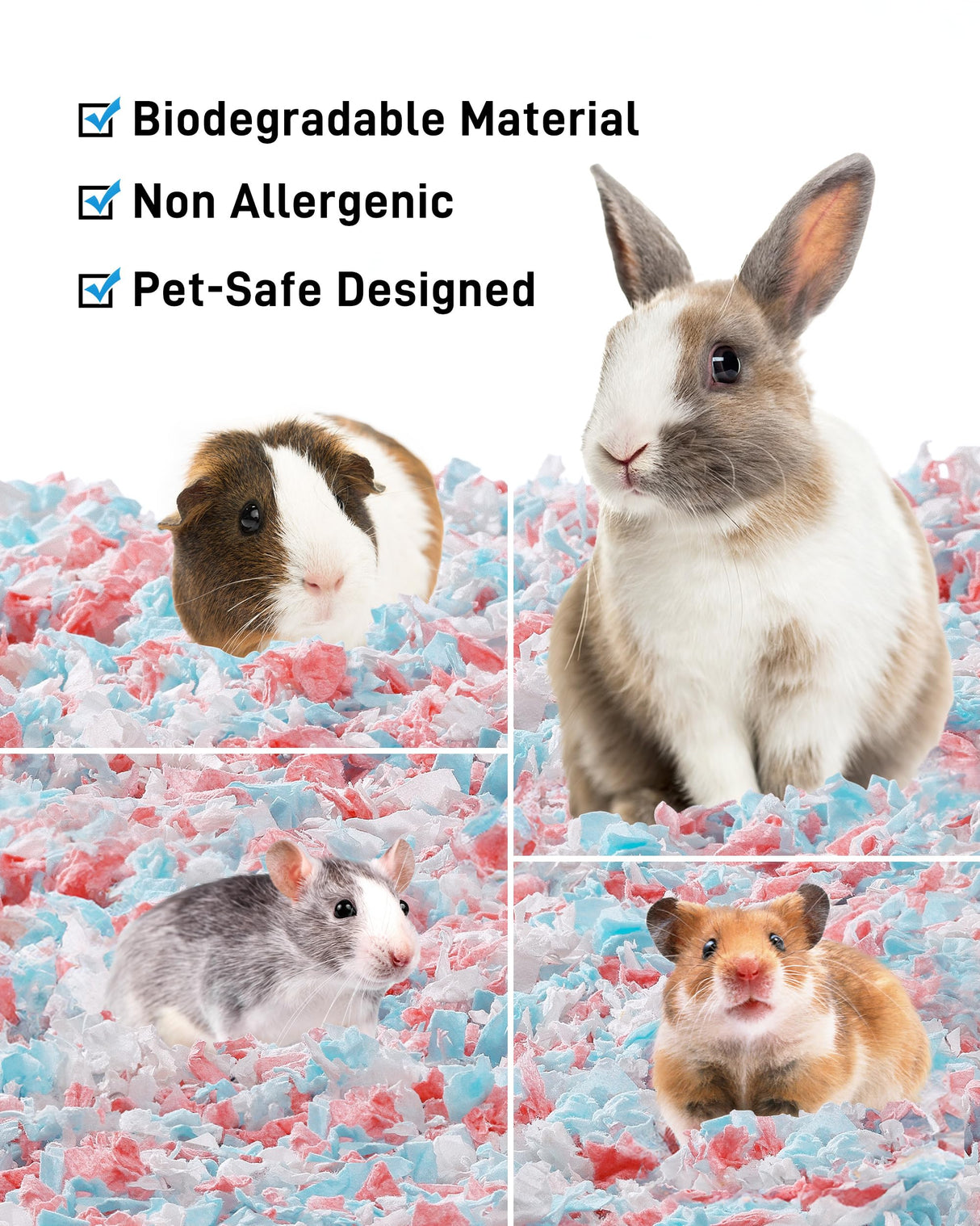 BUCATSTATE Hamster Bedding 70L, 99% Dust-Free Guinea Pig Bedding Odor Control Paper Bedding, Cozy Small Animal Bedding for Rabbit Rat Syrian Dwarf Hamsters Gerbils (White)