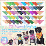 Sanwuta 100 Pcs Paisley Dog Bandana Bulk Pet Triangle Scarf Bibs Bandanas for Dogs Washable Puppy Kerchief Adjustable Grooming Supplies for Small Medium Large Seasonal Cat Costume Accessories