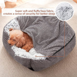 MIXJOY Dog Beds for Large Medium Small Dogs, Rectangle Cave Hooded Blanket Puppy Bed, Luxury Orthopedic Cat Beds for Indoor Cats, Warmth and Machine Washable (35 inches, Grey)