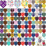 Bulyoou 120 Packs Dog Bandanas Bulk Summer Pet Bandanas for Dogs Hawaiian Pet Scarf Bibs Adjustable Washable Kerchief for Large Medieum Small Pet Costume Accessories(Rustic Style)