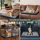 Dog Bed Large Sized Dogs, Orthopedic Flannel Pet Beds with Removable Washable Cover, Waterproof Indestructible Big Dog Bed with Anti-Slip Bottom, Egg Crate Memory Foam Pad, 35.0"x22.0"x3.0", Grey