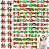 Weewooday 70 Pcs Dogs Hair Holiday Dog Bows Bowtie with Rubber Band Pet Hair Accessories Puppy Bowknot Topknot Pet Grooming Bow for Holiday Christmas Small Puppy Decor(Classic Style)