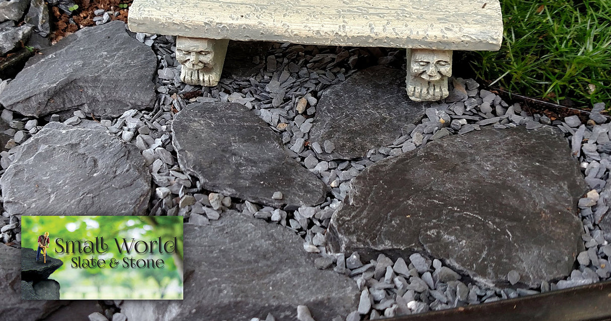 Natural Slate Stone 1 to 3 Inches - USA Sourced and Packaged for Aquascaping Aquariums, Terrariums, Paludariums, Reptile Enclosures, Wargaming, Models, Mosaic Art, Miniature Fairy Gardens (2lbs Grey)