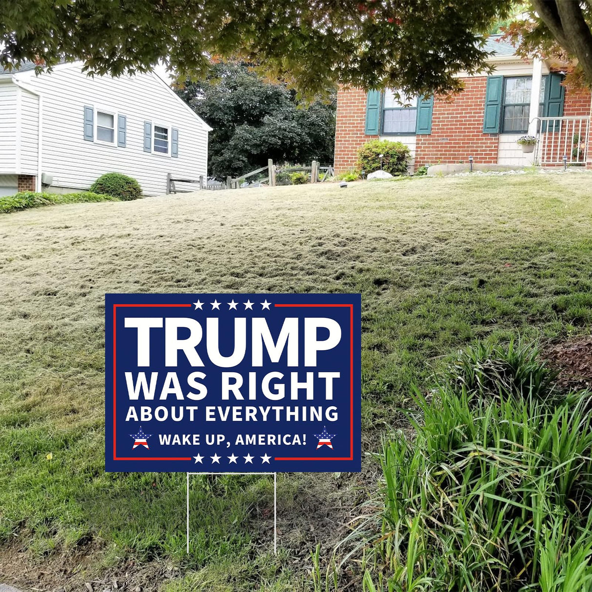 Probsin Trump 2024 Yard Sign with Metal H Stakes Double Sided 12" x 17" Trump Was Right About Everything Wake Up America Sign Outdoor Decorations for Indoor Outdoor Lawn,Garden,Window,Party Supplies