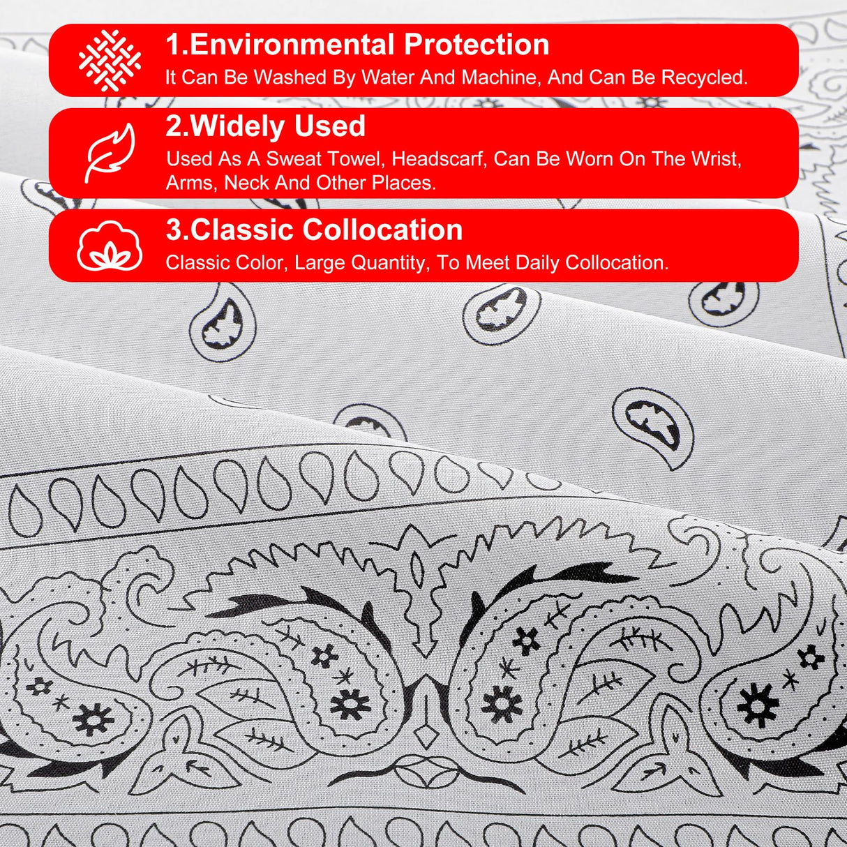 AojSup 48 Pcs Bandanas Bulk 22 Inch Paisley Bandanas Unisex Cowboy Head Wrap Scarf Headband Handkerchief for Women Men