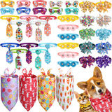40 Pcs Easter Dog Bow Ties Set 26 Easter Gifts Pet Bowties 10 Pet Ties 4 Puppy Bandanas Dog Grooming Accessories for Bunny Cat Puppy (Egg Style)