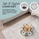 Best Friends by Sheri Patterned Lux Faux Fur Calming Donut Dog Bed, Gray, Small, 23x23