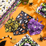 Huhumy 100 Pcs Halloween Dog Bandanas Bulk Pumpkin Ghost Bat Dog Scarf Triangle Pet Neckerchief Bibs Adjustable Washable Pumpkin Puppy Costume Accessories for Grooming Supplies Small to Large Dogs Cat