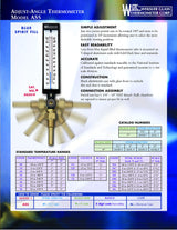 WGTC Thermometer AS5H909 9" Scale, 3-1/2" Stem Length, -40/110°F Temperature Range Blue Spirit Filled Industrial Thermometer with ABS Case, and Adjustable Angle Stem