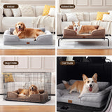Warmrest Orthopedic Dog Beds for Large Dogs, Waterproof XL Pet Couch Bed with Soft Sides, Washable Dog Sofa with Flannel Removable Cover, 42" L Supportive Egg-Crate Foam Pet Sofa, Light Grey