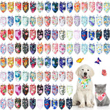 Sweetude 50 Pcs Dog Bandanas Bulk Floral Pattern Triangle Scarf Adjustable Washable Bandana Bibs for Small Medium Large Dogs Pets