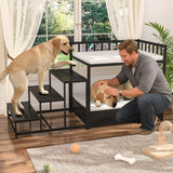 GDLF Dog Bunk Beds for Large Dogs, Dog Bedside Bed with Stairs & Storage, Space-Saving Indoor pet Furniture