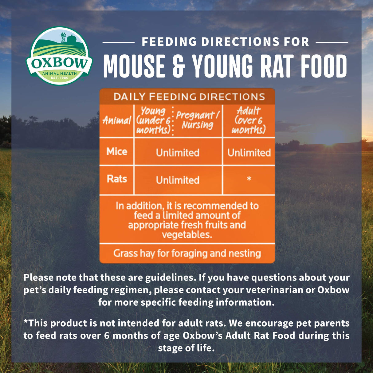 Oxbow Essentials Mouse & Young Rat Food, Pet Food for Rats & Mice, All-Natural Vitamin & Mineral Rich Formula, Veterinarian Recommended, Oxbow, Rodent Pellets, Made in USA, 25 lb. Bag