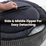 BedStill 36 inches Donut Dog Bed for Large Dogs - Calming Round Pet Bed with Removable&Washable Cover, Plush Faux Fur & Corduroy, Fits Pets up to 80 lbs(Dark Grey, Large)