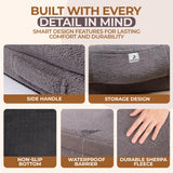 2 in 1 Human Dog Bed for Adult Foldable – Waterproof, Orthopedic Foam, Machine Washable Sherpa Cover, Non-Slip Base – Human Size Dog Bed (Dolphin Gray, 72x44x11)