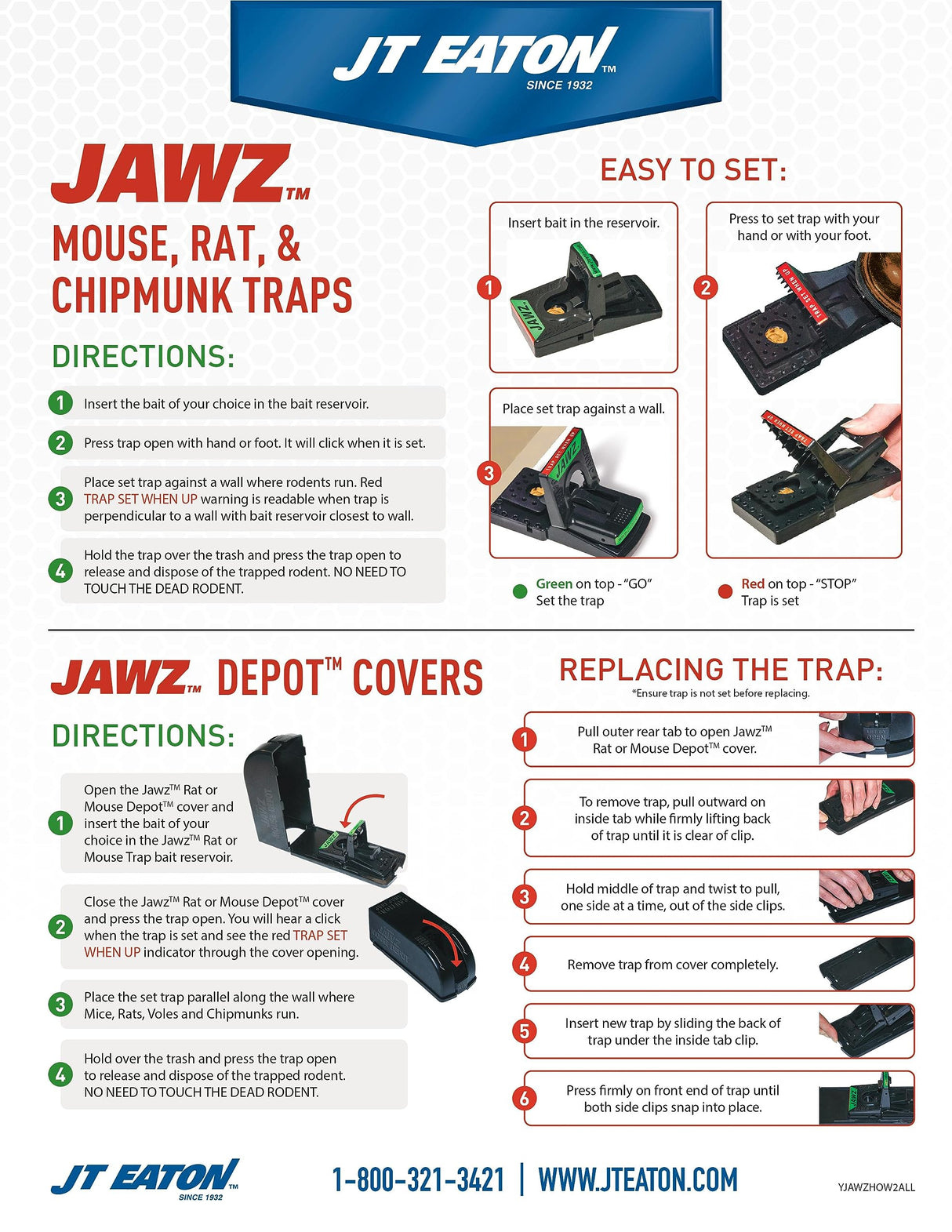 JT Eaton 410B-6 Jawz Plastic Rat Trap for Solid Or Liquid Bait, Pack of 6