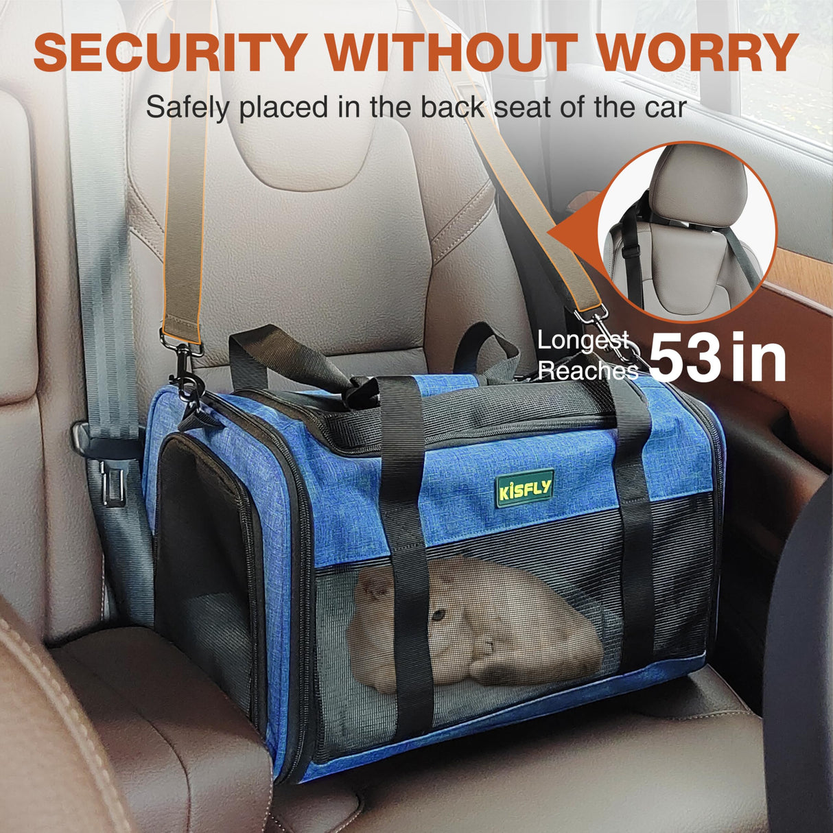 TSA Approved Pet Carrier in Cabin, 17"x11"x9.5" Soft Cat Carriers for Small Cats up to 12 lb, Top-Open Portable Dog Carrier with Litter Box and Anti-Scratch Mesh for Puppy up to 10 lb, Blue