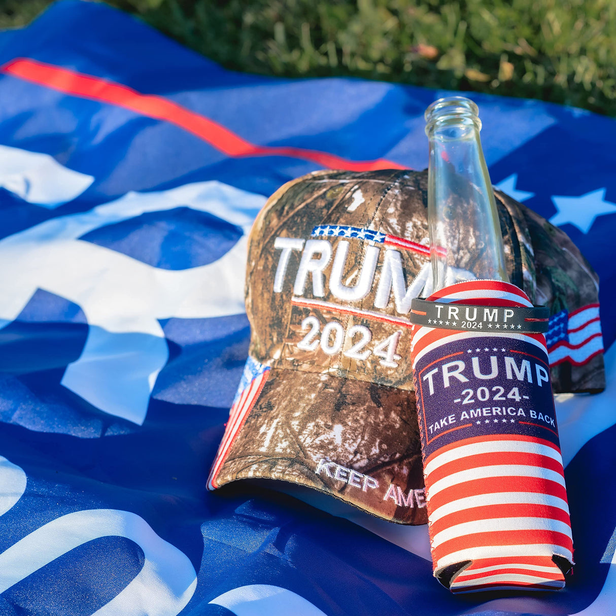 Genericf Unique America Trump 2024 Supporter Kit | Trump Hat and Flag Set | Trump Gifts and Merch