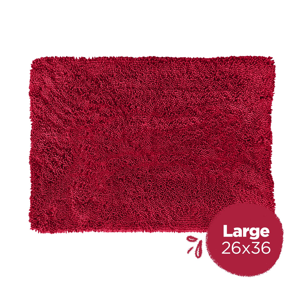 Soggy Doggy Doormat Plain Solid Color Design - Ultra Absorbent Microfiber Chenille Wet Dog Mat for Muddy Paws - Non-Slip and Machine Washable (Cranberry, Large 26” x 36”)