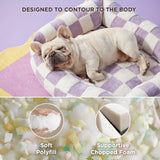 LE SURE Cute Dog Bed for Medium Dogs - Washable Pet Beds,Cozy Rectangle Orthopedic Sofa with Jacquard Shaggy Plush & Anti Slip Bottom,30x24x8inches