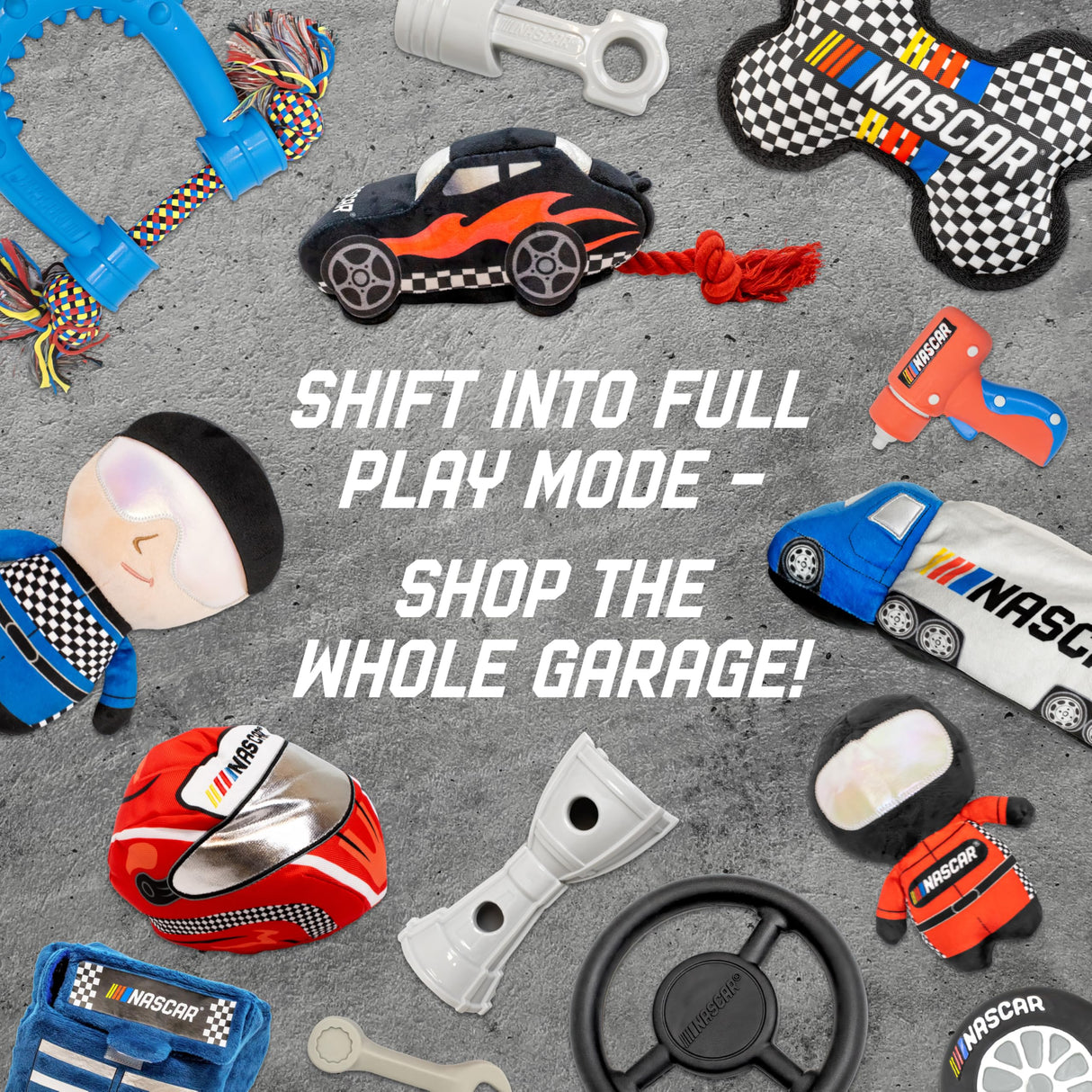 design LAB, Inc. NASCAR Official Merchandise | NASCAR Toy Bone Plush & Bandana, Medium | Soft Squeaky Pet Toy for Dogs Gift Set