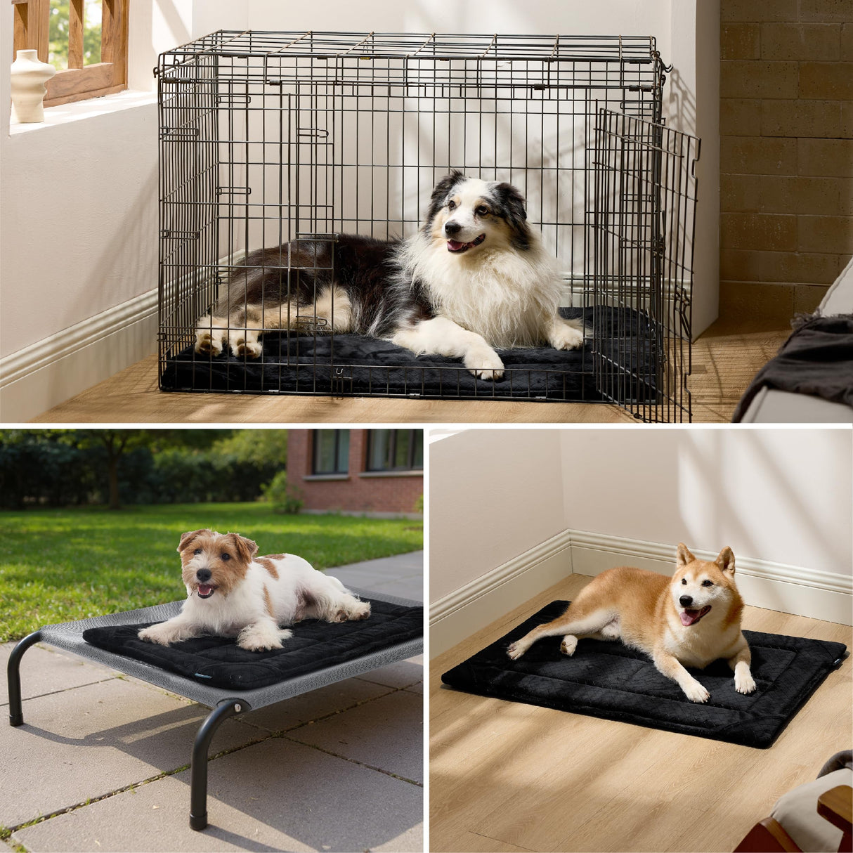 Bedsure Chew Proof Dog Bed for Small Dogs Machine Washable Dog Crate Pad Durable Kennel Pad for Chewers, Black