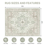 48"x60" Office Chair Mat for Hardwood Tile Floor, Under Desk Carpet Protector for Rolling Computer Chair Mat, Machine Washable Area Rug, Anti-Slip 1/5" Thick Low Pile Thin Vinyl Floor Mat, Mint