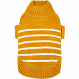 Blueberry Pet Cozy Soft Chenille Classy Striped Dog Sweater in Mustard, Back Length 18", Pack of 1 Clothes for Dogs