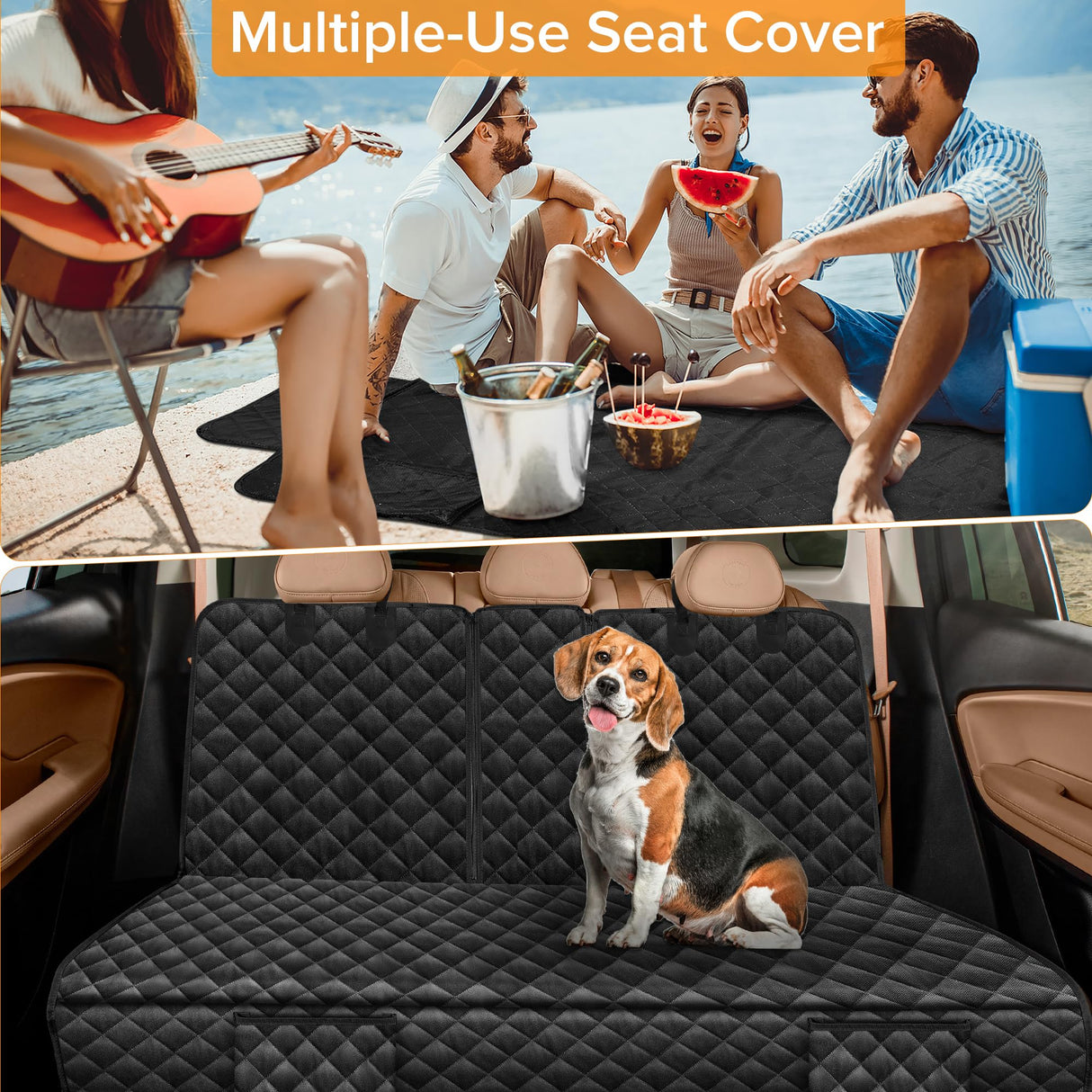 TAUYANG Dog Car Seat Cover for Back Seat Compatible with Tesla Model Y Model 3 2017-2026 Highlander Juniper 2024-2026 Accessories, Waterproof Non-Slip Pet Bench Seat Covers Backseat Accessories