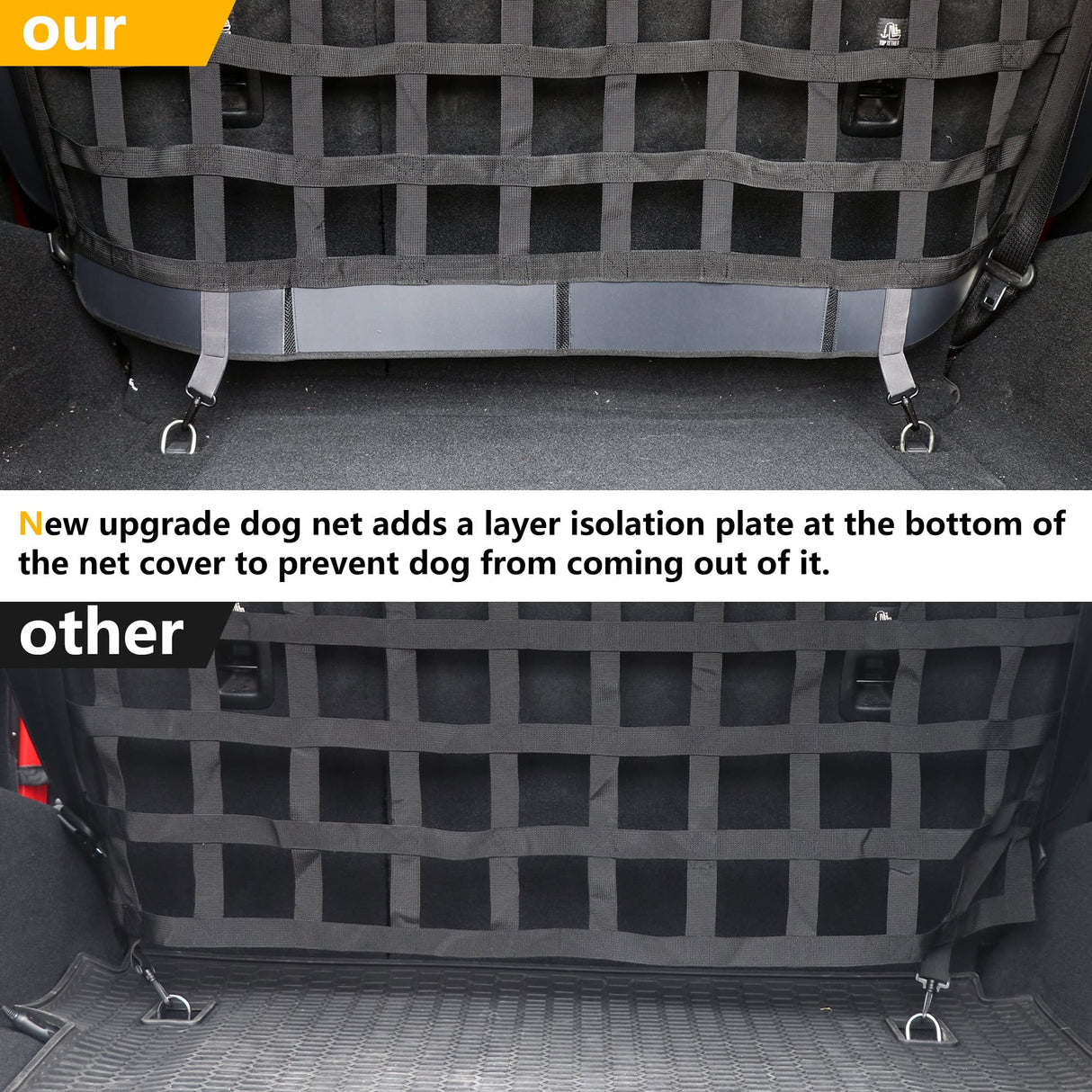 BESTAOO Pet Net Vehicle Safety Mesh Dog Barrier for Jeep Wrangler JK JL 2 Door 4-Door 2007-2026,Rear Seat Isolation Net,Easy to Install,Updated Version