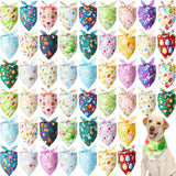 Sanwuta 50 Pcs Easter Dog Bandanas Bulk Pet Kerchief Set Bibs Triangle Scarf Dog Bandanas with Egg Rabbit Carrot Patterns for Easter Party Pet Costume Accessory Decoration(31.5 x 21.7 x 21.7)