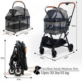 Pet Stroller with Detachable Carrier - Ideal for Small to Medium Dogs & Cats - Compact & Convenient Design - Easy Assembly Pet Stroller for Cats, Dog Strollers for Small Dogs - Metallic Gray