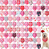 Newwiee 100 Pieces Valentine's Day Dog Bandanas Bulk for Large Dogs Pink Red Pattern Pet Triangle Scarf Puppy Cat Kerchief Bibs Scarf for Valentine Pet Costume Accessories for Small to Large Puppy Cat