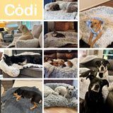 Codi Calming Dog Bed for Couch – Anti-Anxiety Sofa Protector Mat for Medium Dogs, 35''x31''x5'', Machine Washable, Fluffy & Cozy with Non-Slip Bottom, Light Grey