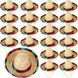 Tudomro 20 Pieces Dog Sombrero Hat Mini Pet Straw Hat Dog Mexican Costume for Small Pets Puppy Cat Chihuahua Decoration(Vivid Style)