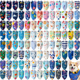 Huhumy 150 Pcs Ocean Dog Bandanas Bulk Summer Pet Bibs Triangle Ocean Themed Pet Scarf Bandanas for Medium Large Dogs Birthday Summer Beach Costume Decoration
