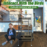 82 Inch Bird Cage, BOINN Bird Flight Cages with Rolling Stand & Bottom Tray, Wrought Iron Parrot Cage with PlayTop for Parakeet, Lovebirds, Ringneck, Cockatiels