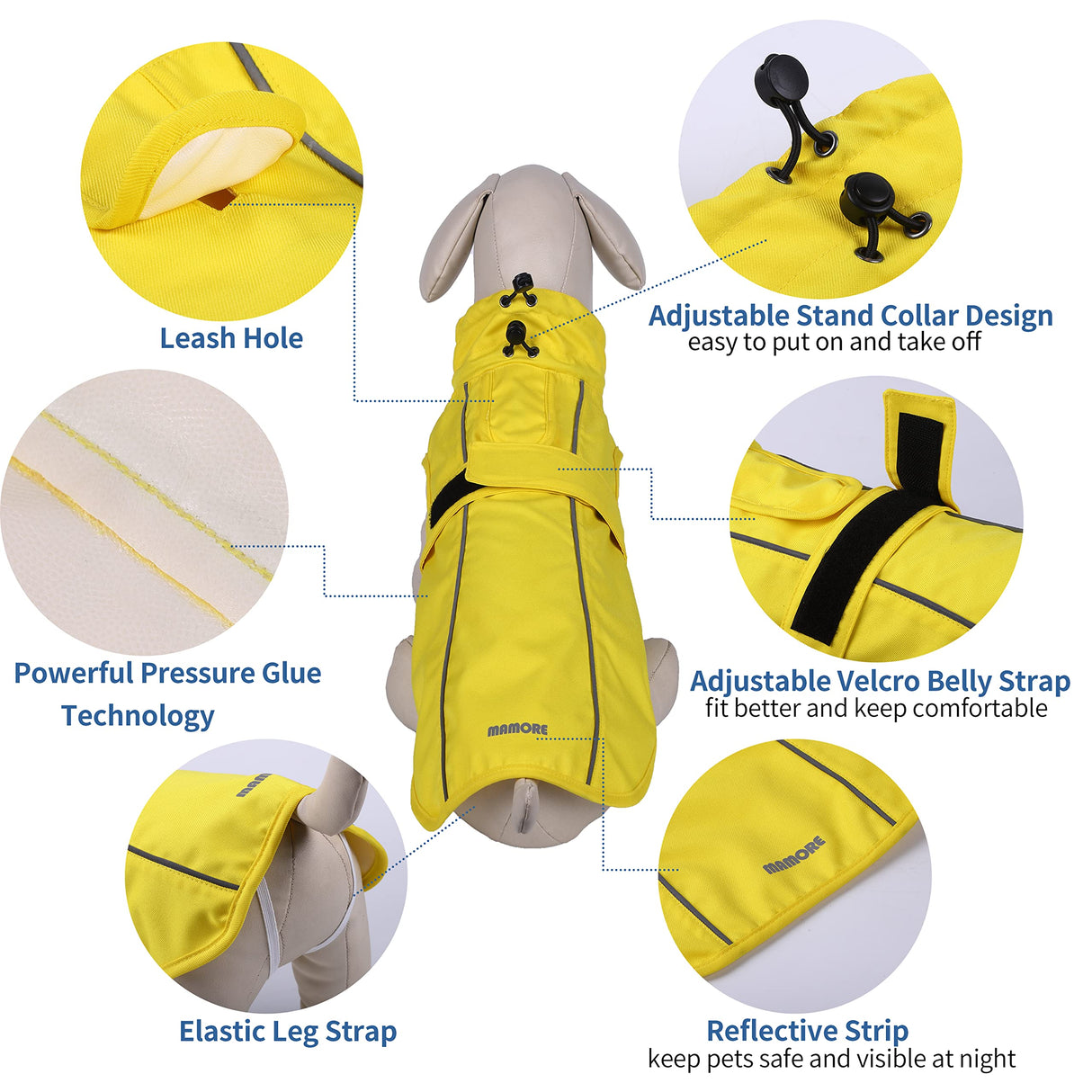 Waterproof Dog Raincoat with Reflective Strip, Adjustable Breathable Rain Coat Jacket with Leash Hole for Dogs (Pink, Small)