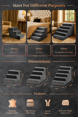 Noah & Paw Dog Stairs, Dog Ramp for Bed (17" Extra Wide) Pet Stairs for High Bed, Design to Fit Small and Large Breeds, Durable 4 Pet Steps for Couch (35 Foam Density) Leather Collection