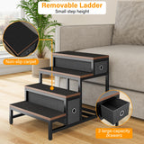 kepptory Pet Bunk Bed with Stairs and Storage, Dog Beds Attachment to Human Bed, Bedside Dogs Cot for Small, Medium Cats & Dogs, Pet Window Perch (Brown)