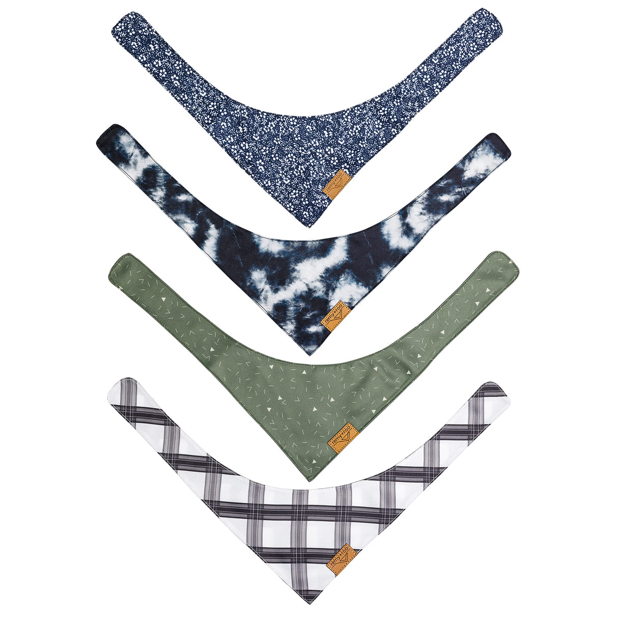 Remy+Roo Dog Bandanas - 4 Pack | Cameron Set | Premium Durable Fabric | Patented Shape | Adjustable Fit | Multiple Sizes Offered (Small)