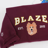 COUPLEHOODIES Personalized Dog Portrait Hoodie, Sweatshirt, or Shirt – Custom Pet Embroidered Gift from Photo – Dog Mom or Dad Birthday Gift (Maroon)