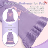 YUDODO Bowknot Dog Sweater Dress for Small Dogs Girl, Stretchy Pet Sweaters Pullover Coats, Fall Winter Warm Dog Turtleneck Sweater (Purple, S)