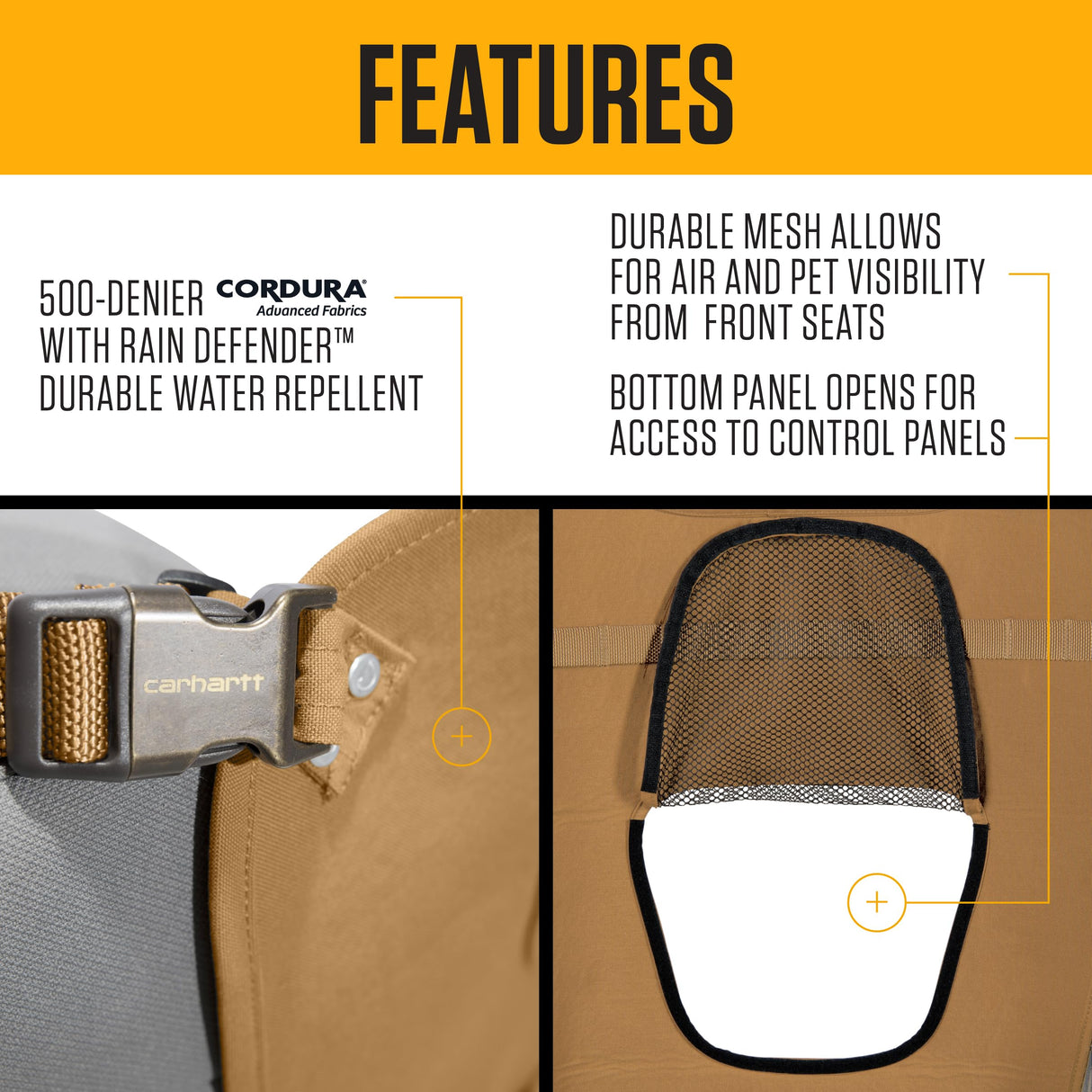 Carhartt Universal Nylon Duck Pet Barrier, Durable Pet Barrier with Rain Defender Durable Water Repellent, Carhartt Brown