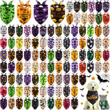 Huhumy 100 Pcs Halloween Dog Bandanas Bulk Pumpkin Ghost Bat Dog Scarf Triangle Pet Neckerchief Bibs Adjustable Washable Pumpkin Puppy Costume Accessories for Grooming Supplies Small to Large Dogs Cat