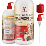 SavvyBeast Wild Alaskan Salmon Oil for Dogs, Cats & Ferrets – Omega-3 Fish Oil Pet Supplement with EPA & DHA – Supports Skin, Coat, Joints, Heart, Brain, Itch Relief & Immune – Unscented – 32 oz