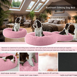 Bunlitent 23'' inch Calming Dog Bed, Anti-Anxiety Donut Small Dog Bed, Warming Cozy Soft Cute Round Washable, Marshmallow Cuddler Nest Puppy Dogs and Cats Bed, Pink
