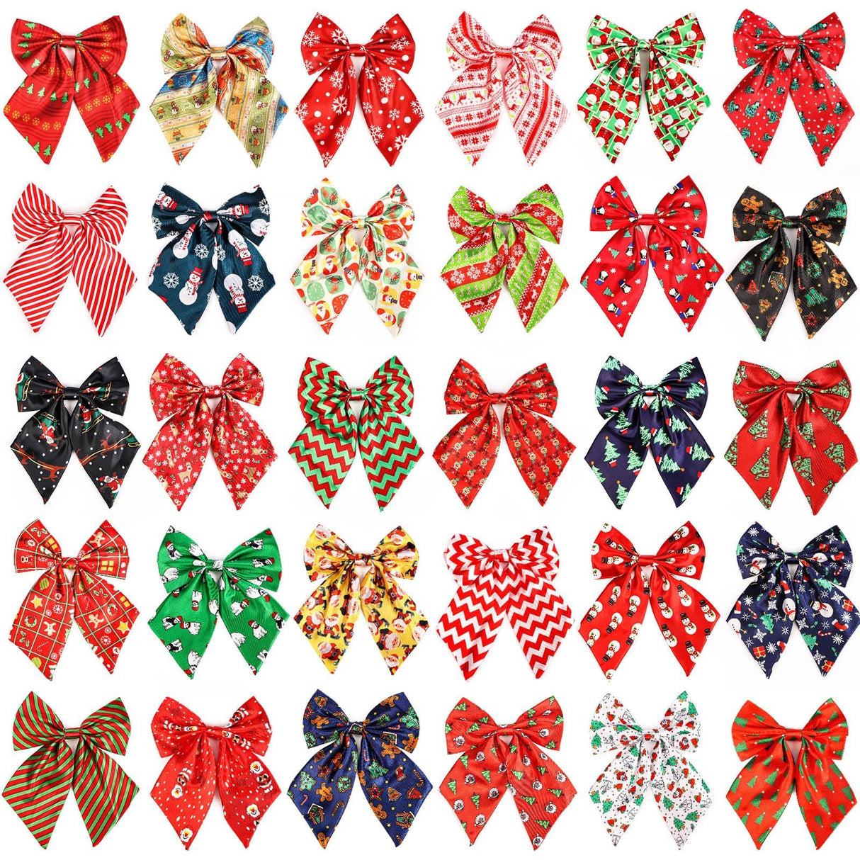 Segarty Dog Neck Christmas Bow Ties 30PCS Assorted Pattern Adjustable Pet Collar Bowtie for Medium Large Dog Bowknot Costumes Grooming Accessories Photography New Year Festival Party Pet Style Gift