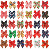Segarty Dog Neck Christmas Bow Ties 30PCS Assorted Pattern Adjustable Pet Collar Bowtie for Medium Large Dog Bowknot Costumes Grooming Accessories Photography New Year Festival Party Pet Style Gift